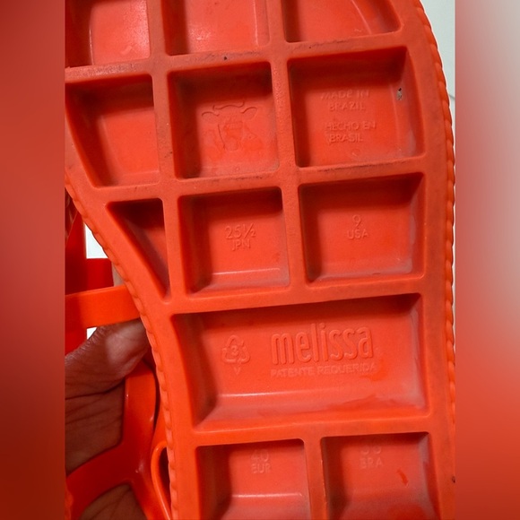 MELISSA + SALINAS  Vibrant orange PVC gladiator sandals size 9 - Picture 6 of 9